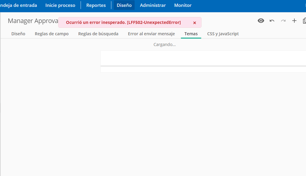 Forms Ocurrió un error inesperado. [LFF502UnexpectedError
