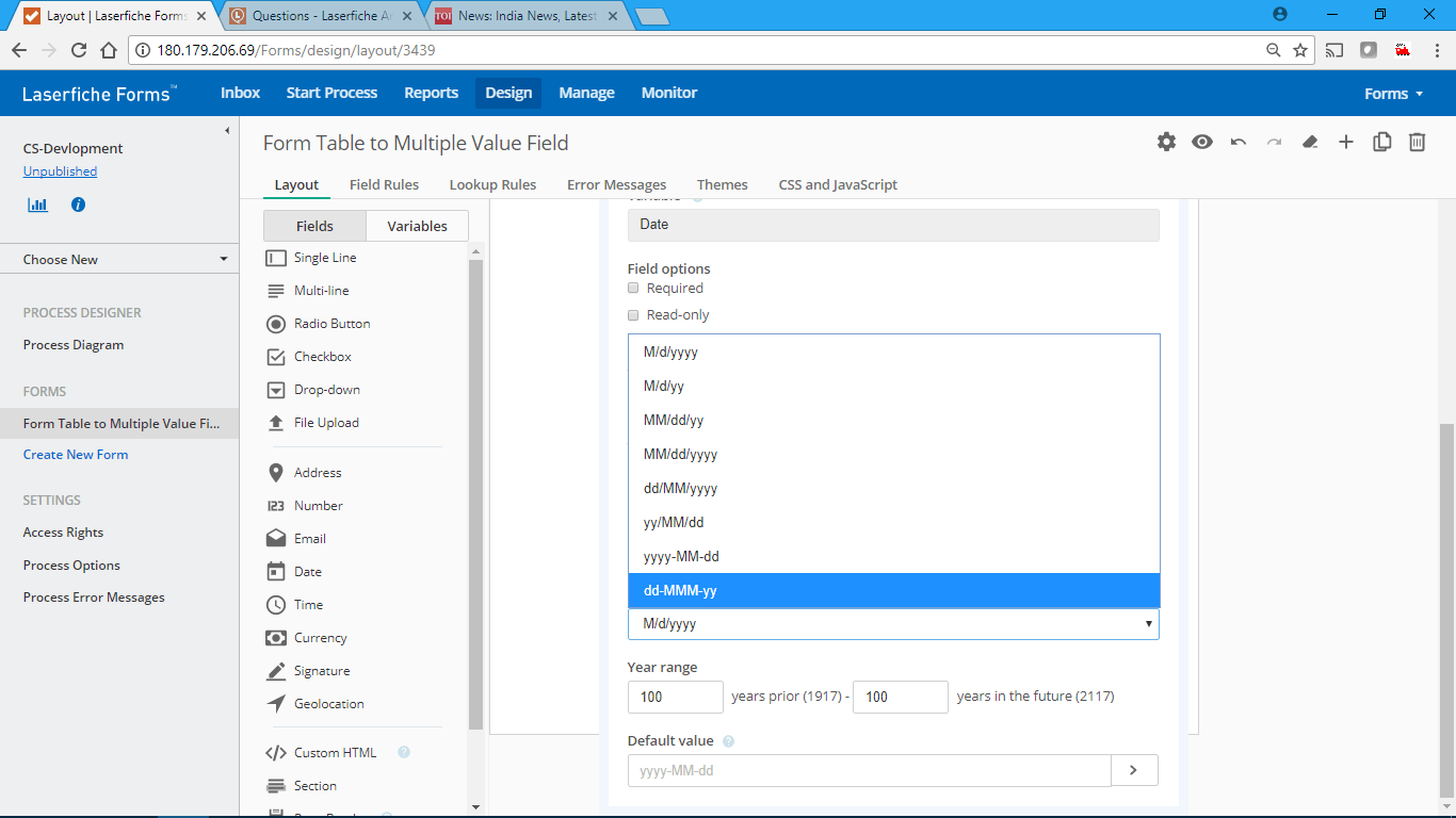 Date format ddMMMyyyy in Forms. Laserfiche Answers