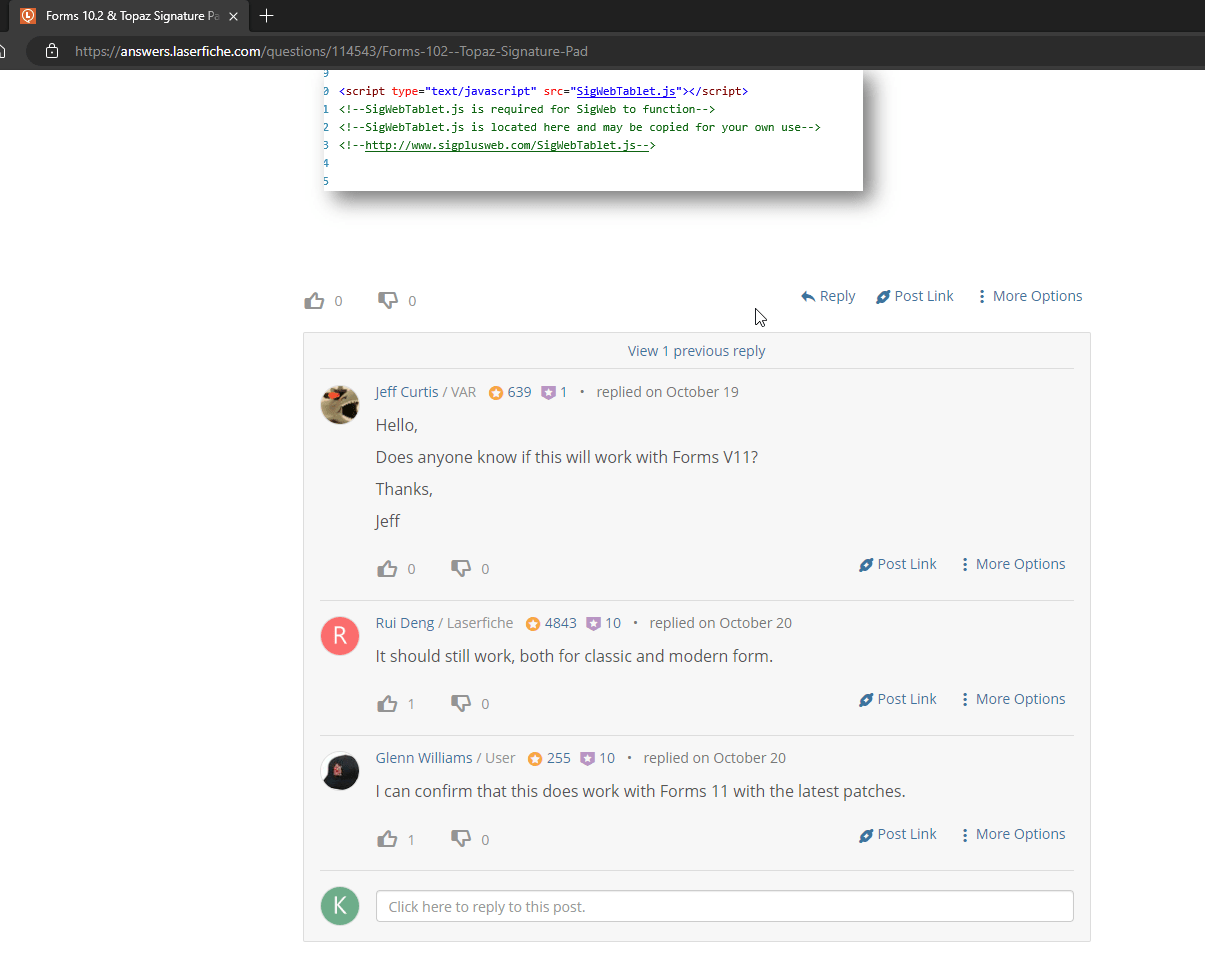Forms 11 and Topaz Signature Pad not working Laserfiche Answers