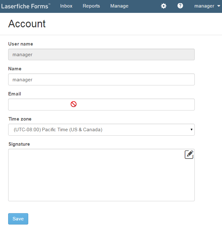 Forms cant edit user's email addresses in account settings