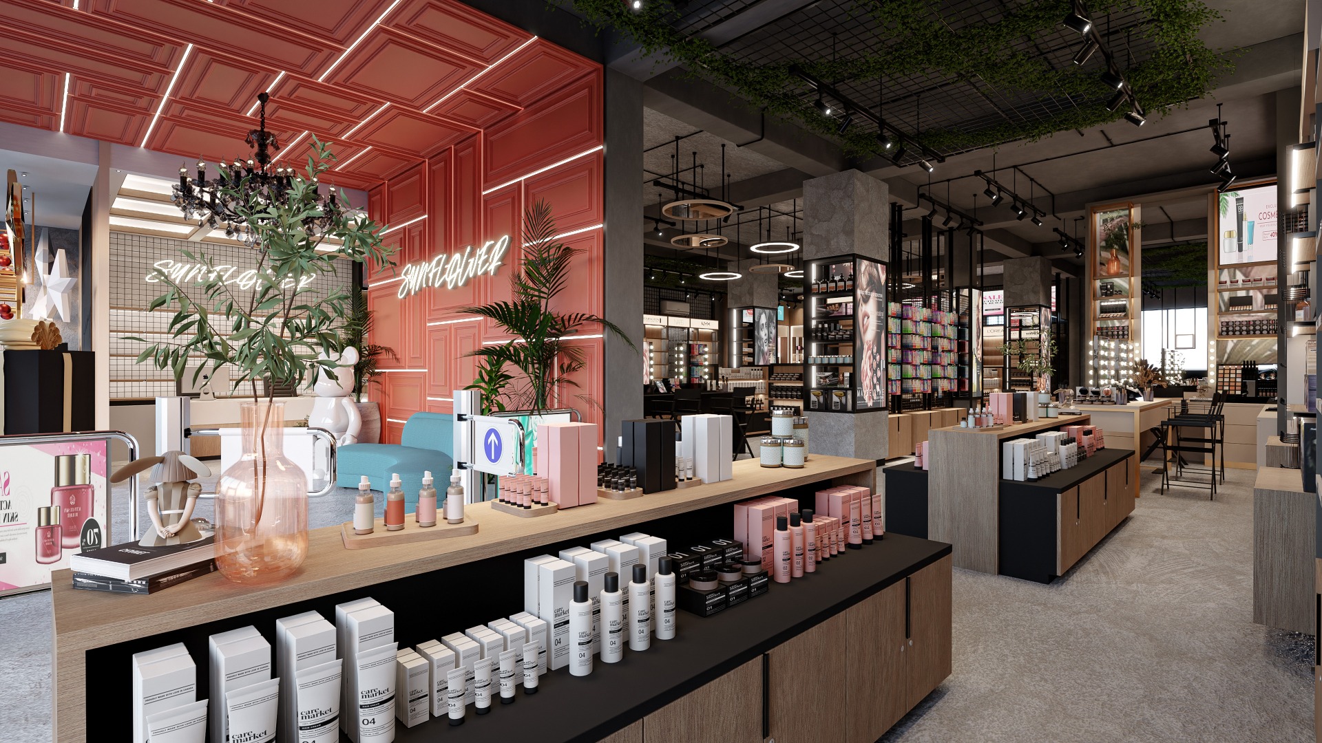 Large Scale Cosmetics Grocery Store Beauty Product Retail Shop Shelf