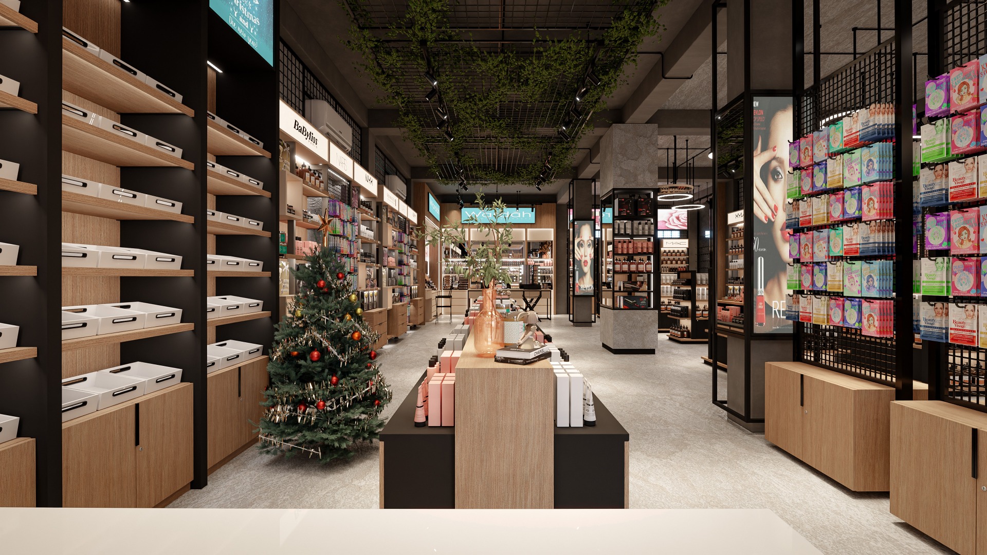 Large Scale Cosmetics Grocery Store Beauty Product Retail Shop Shelf