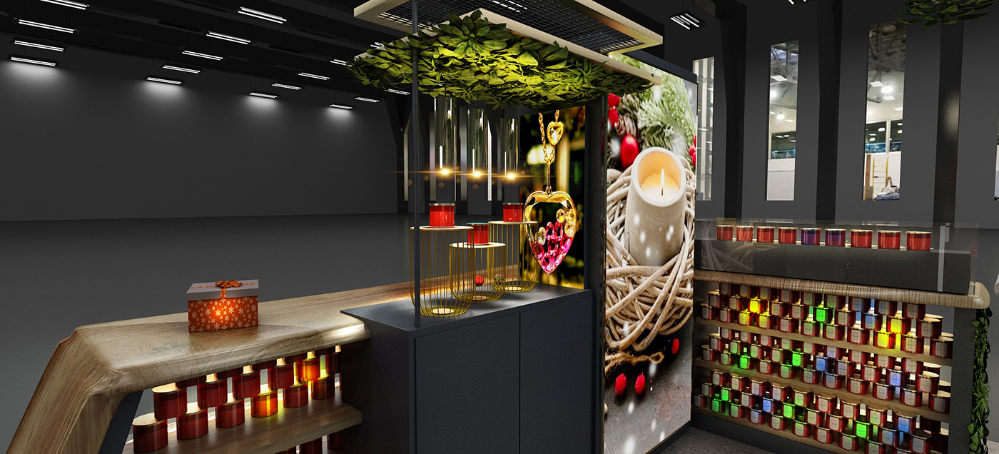 Gift Candle Custom Kiosk Christmas Candle Booth New Aromatherapy Retail