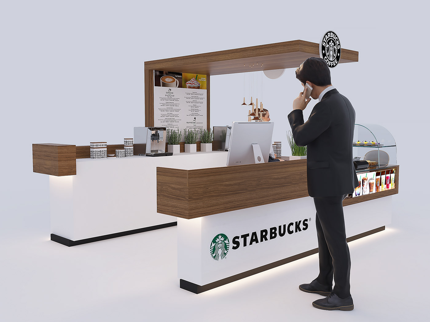 Indoor Coffee Bar Custom Expresso Fashion Kiosk New Coffee Kiosk