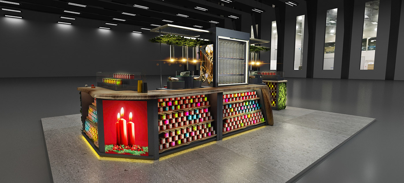 Gift Candle Custom Kiosk Christmas Candle Booth New Aromatherapy Retail