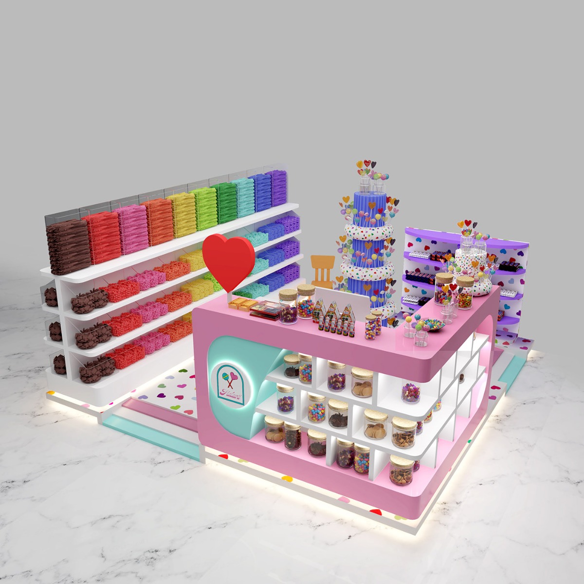 Cute Indoor Candy Booth Sweet Food Custom Kiosk For Sale