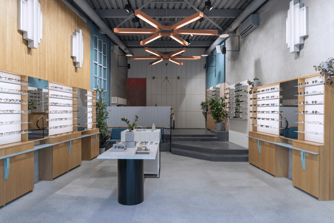 Modern Fashionable Industry Style Optical Store Interior Layout Design Idea