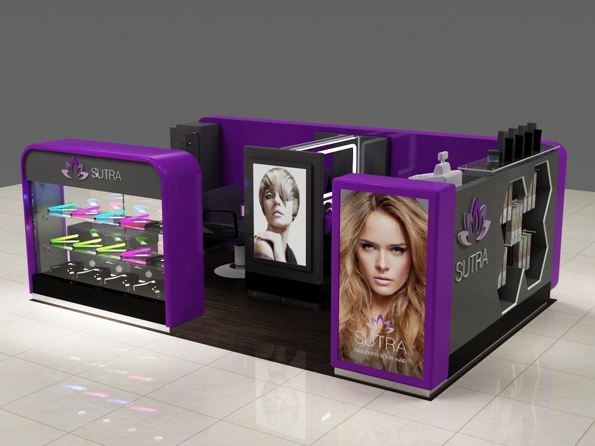 Hair Straightener Kiosk Mall Flat Iron & Barber Kiosk For Sale