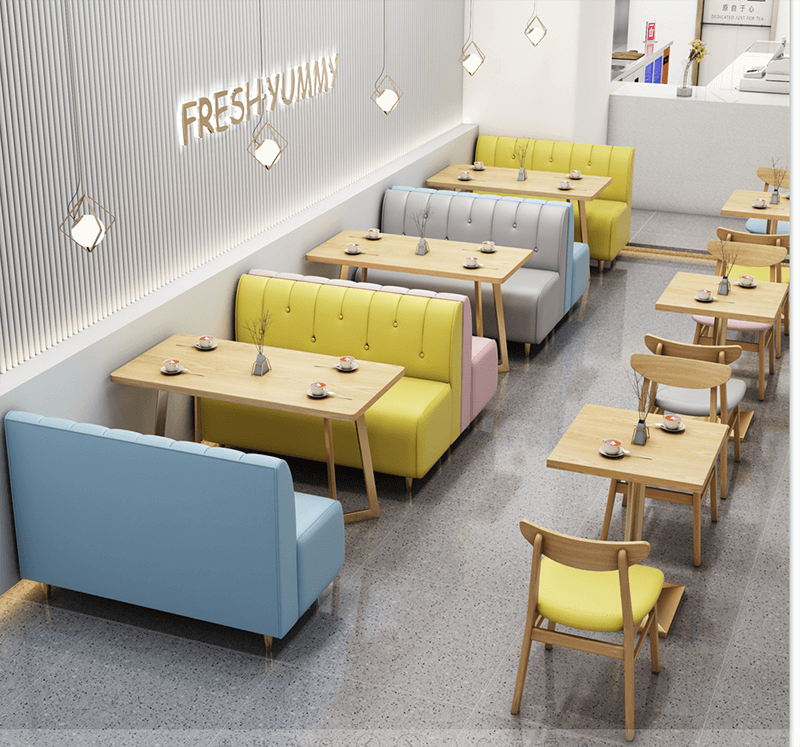 Colorful and comfortable sofa seating for the coffee store