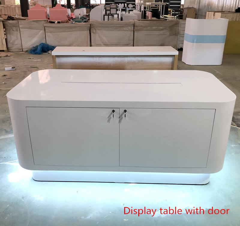 Cell Phone Display Table Useful Smart Phone Experience Counter in White