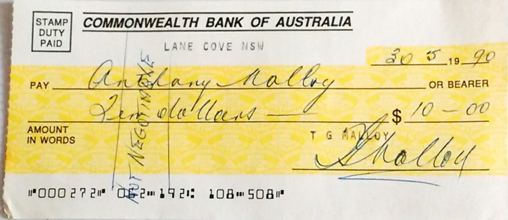 Commonwealth Bank Cheque