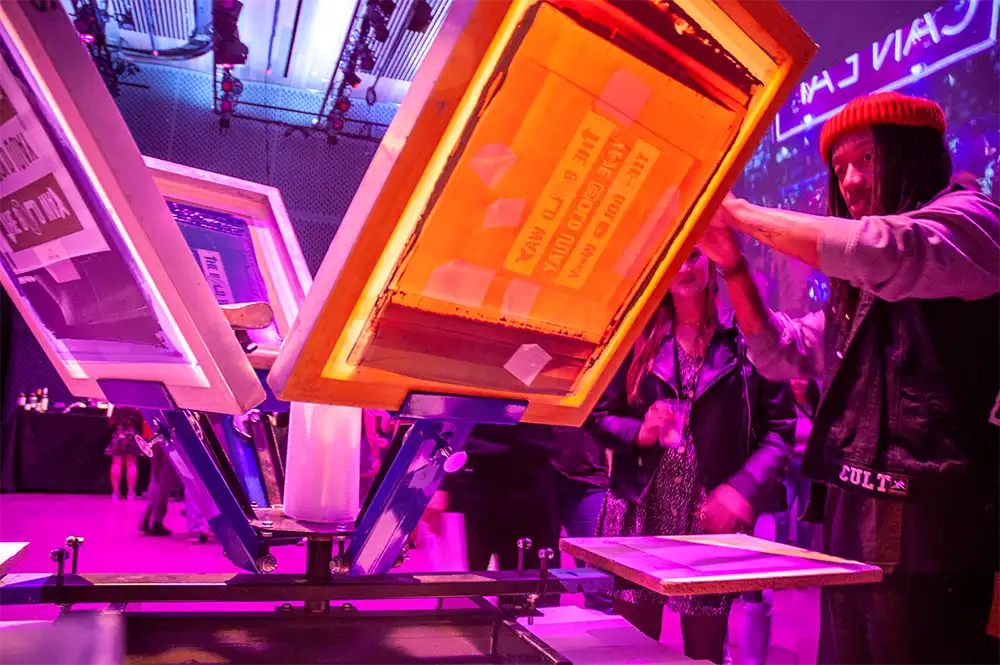 Live screen printing ICA Boston AntiDesigns