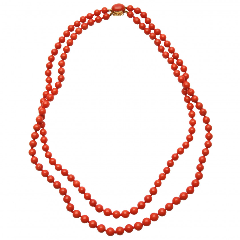 Jewelry Coral beads with gold clasp