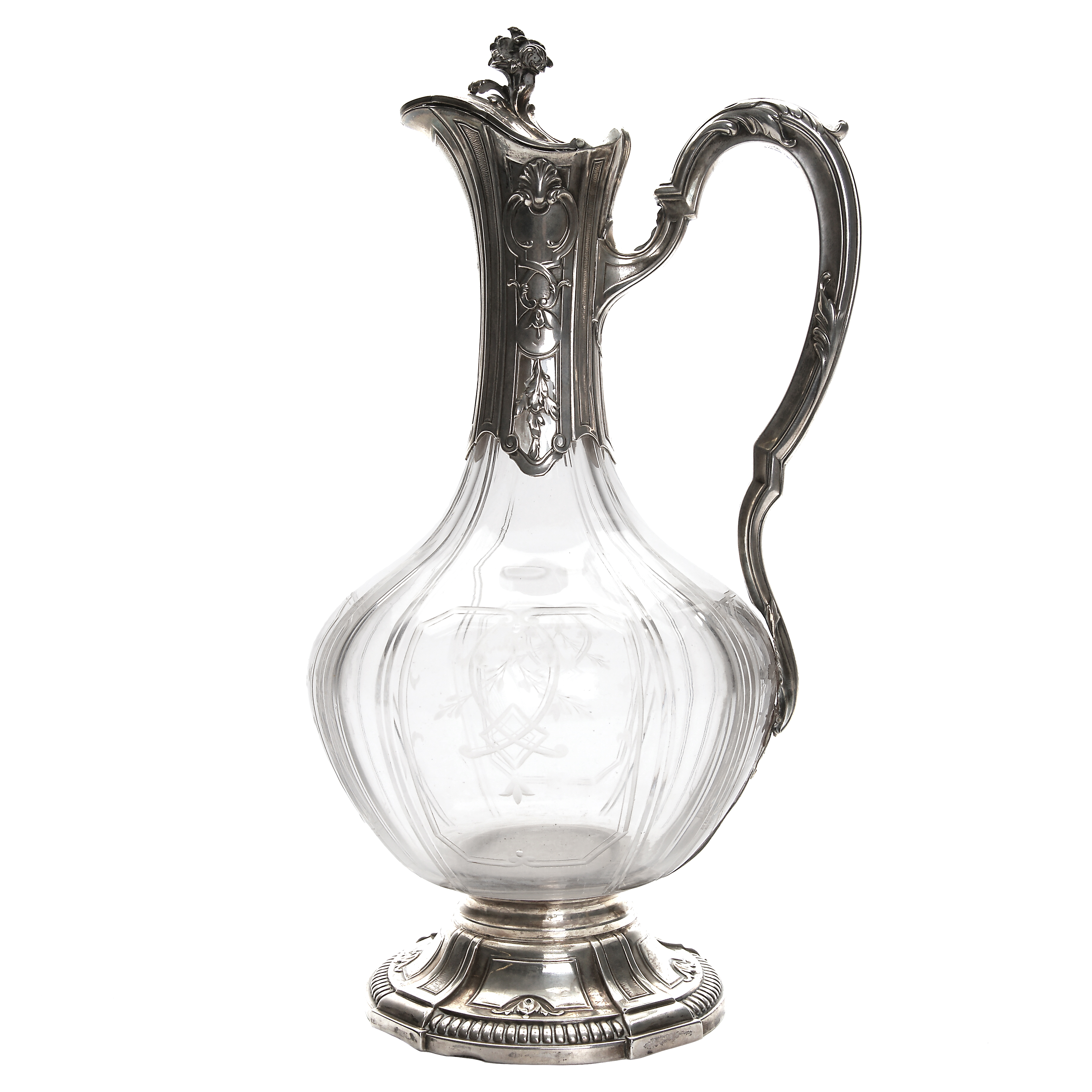 Silver Silvermounted glass carafe