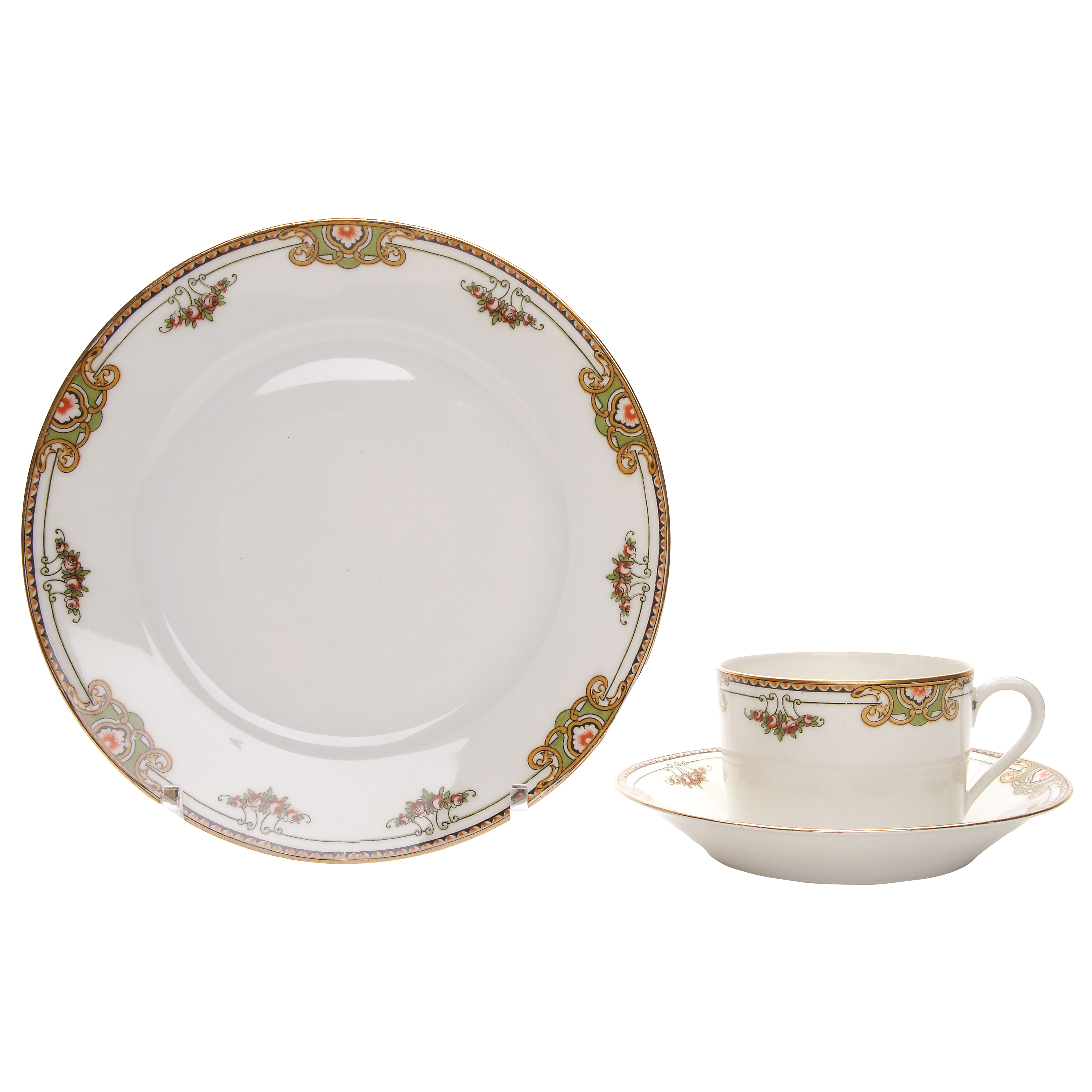 Ceramics and porcelain Porcelain coffee cup with two saucers