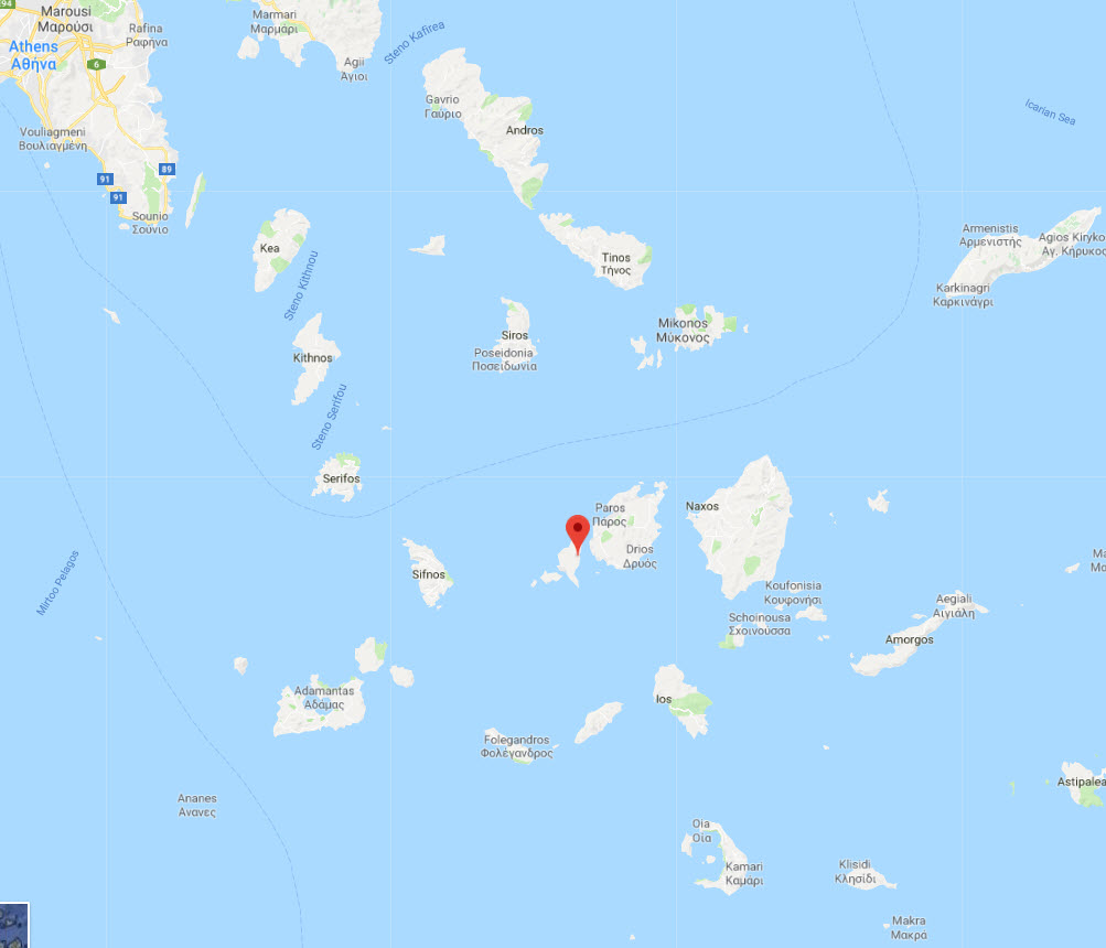 Antiparos Carte Antiparos Map