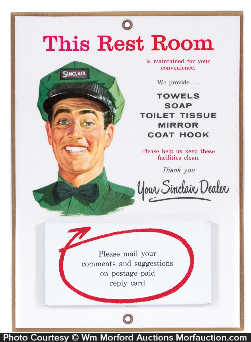Antique Advertising Sinclair Rest Room Sign • Antique Advertising