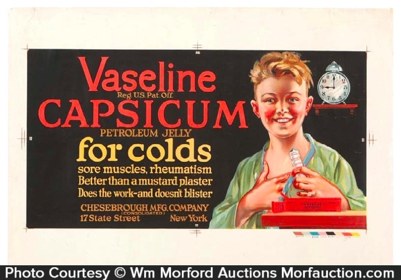 Vaseline Capsicum Jelly Proof Sign • Antique Advertising