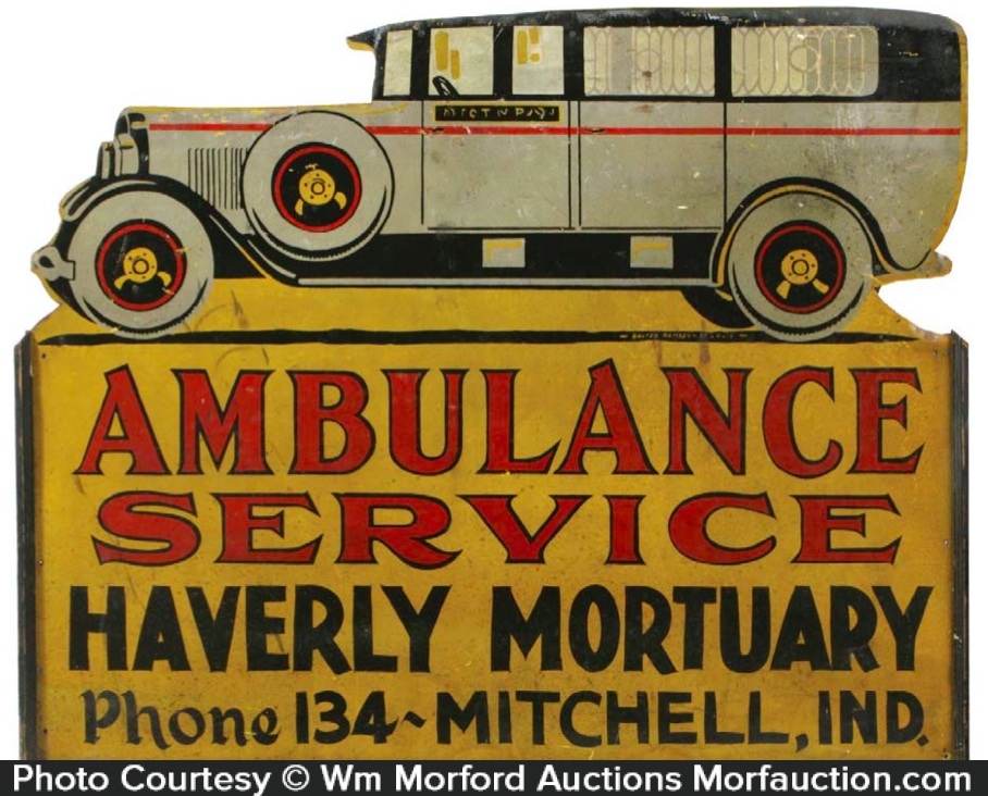 Antique Advertising Folk Art Ambulance Sign • Antique