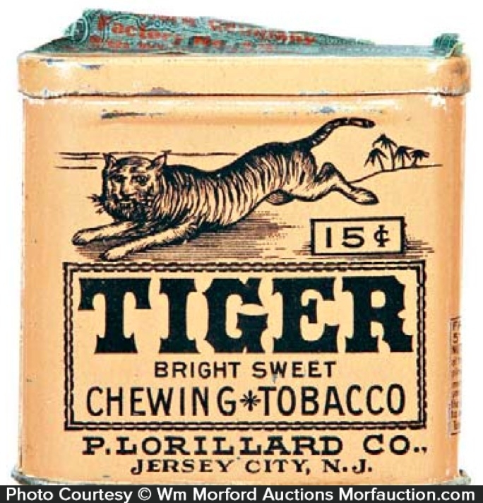 Tiger Tobacco Pocket Tin • Antique Advertising