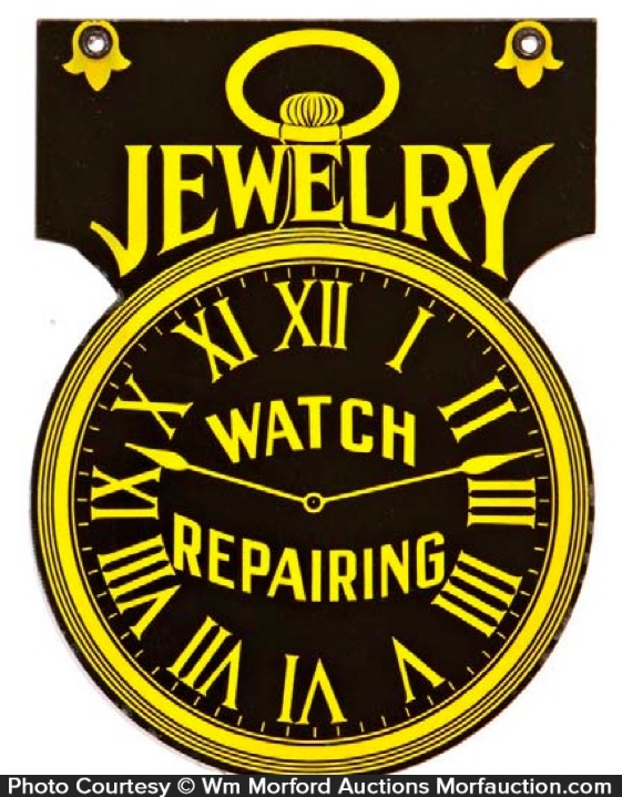 Antique Advertising Porcelain Jewelry Sign • Antique Advertising