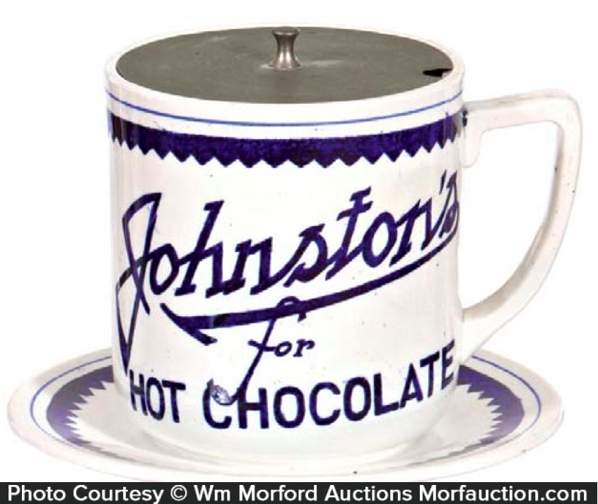 Antique Advertising Johnston's Chocolate Syrup Dispenser • Antique