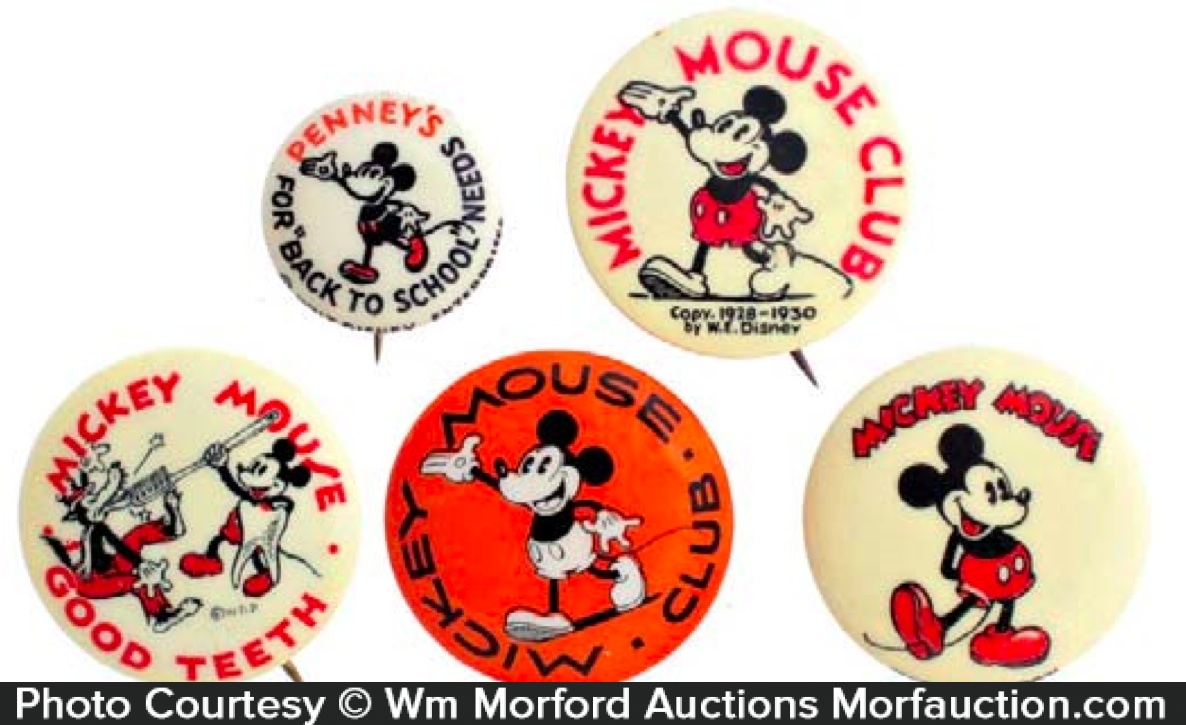 Antique Advertising Mickey Mouse Pins • Antique Advertising