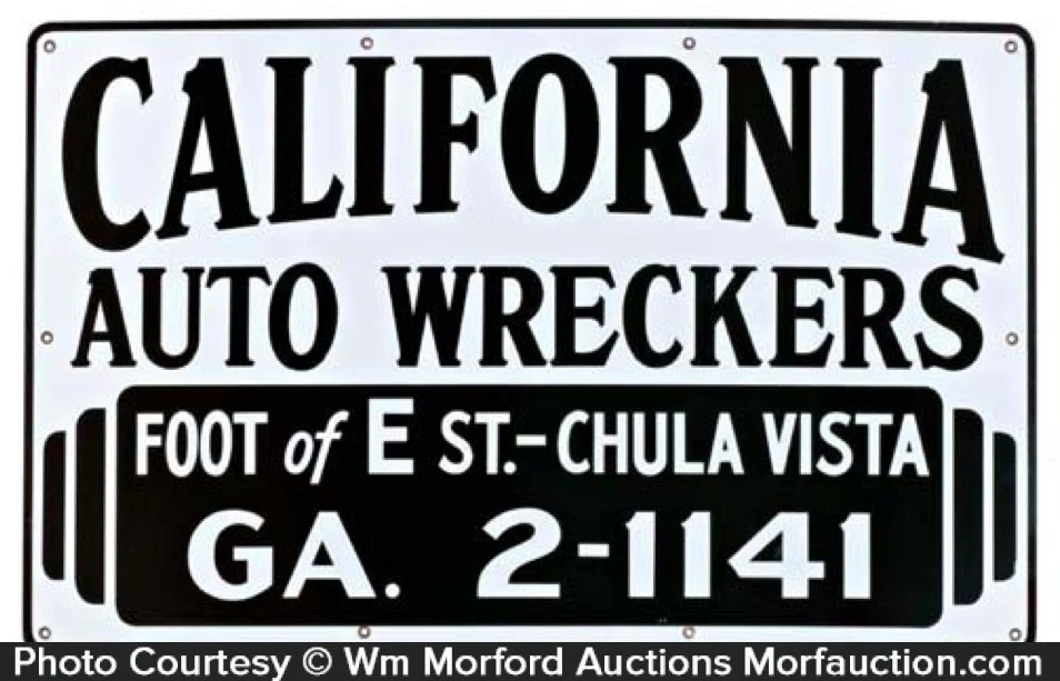 California Auto Wreckers Sign • Antique Advertising