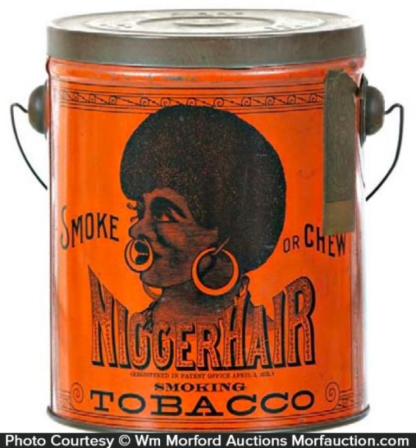 Antique Advertising Hair Tobacco Tin Pail • Antique Advertising