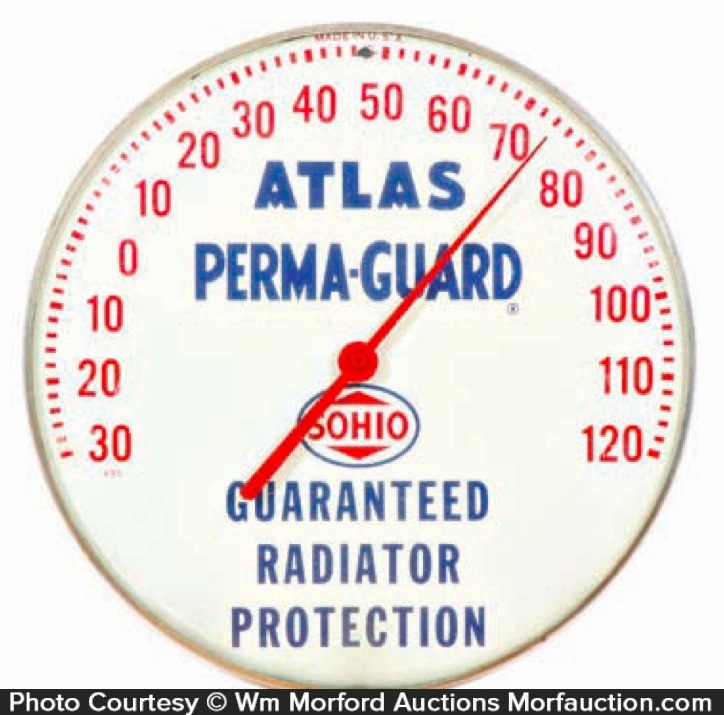 Atlas Perma Guard Sohio Thermometer • Antique Advertising