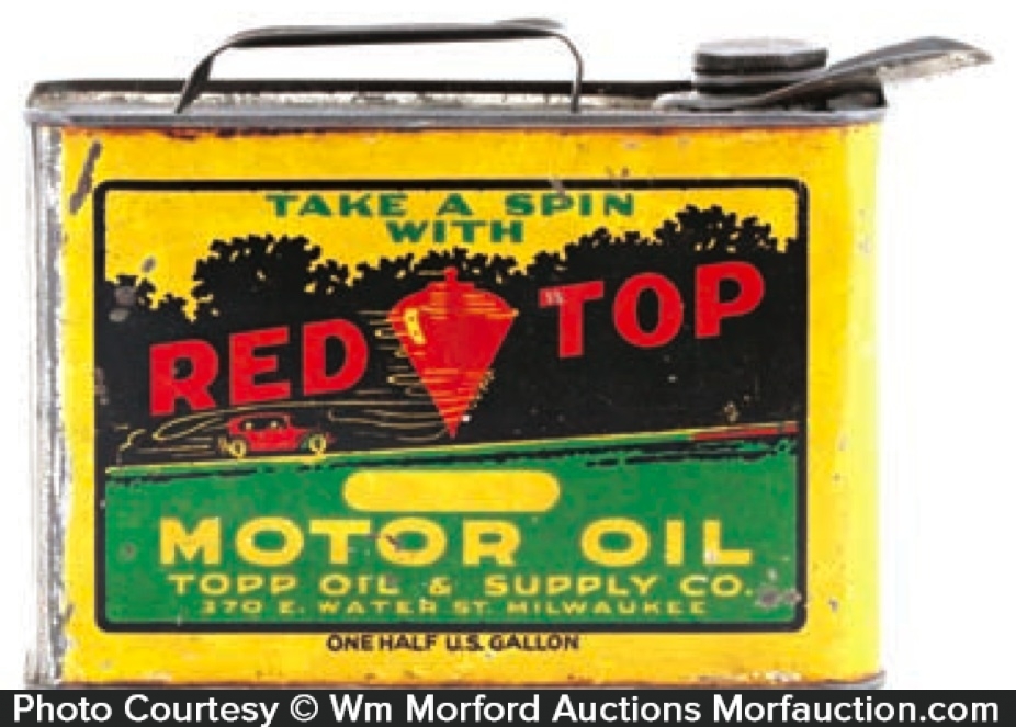 Red Top Oil Can • Antique Advertising
