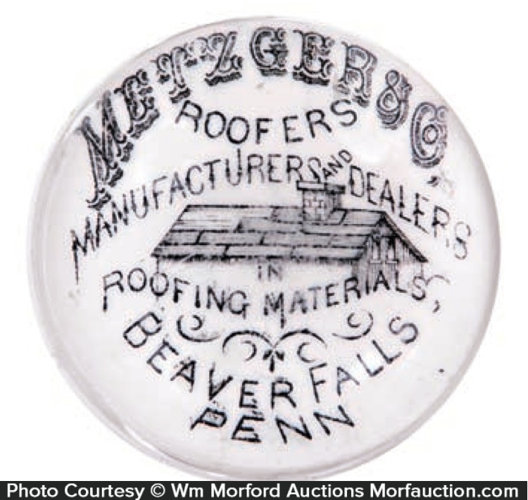 Metzger Roofing Materials Paperweight • Antique Advertising