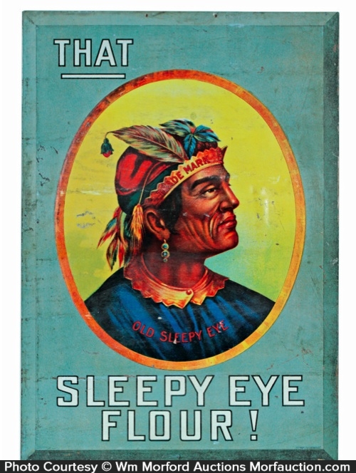 Antique Advertising Sleepy Eye Flour Sign • Antique Advertising