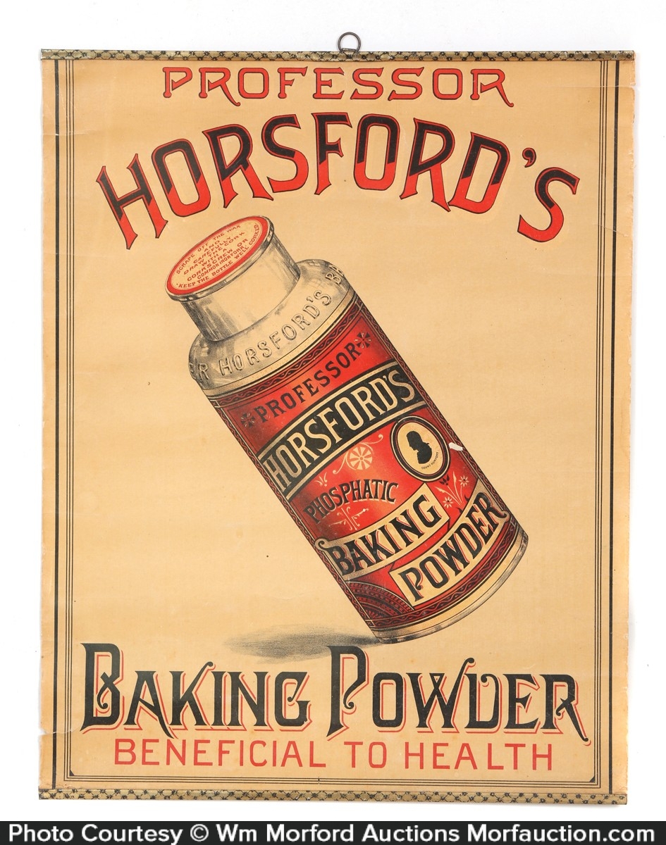 Professor Horsfords Baking Powder Sign • Antique Advertising