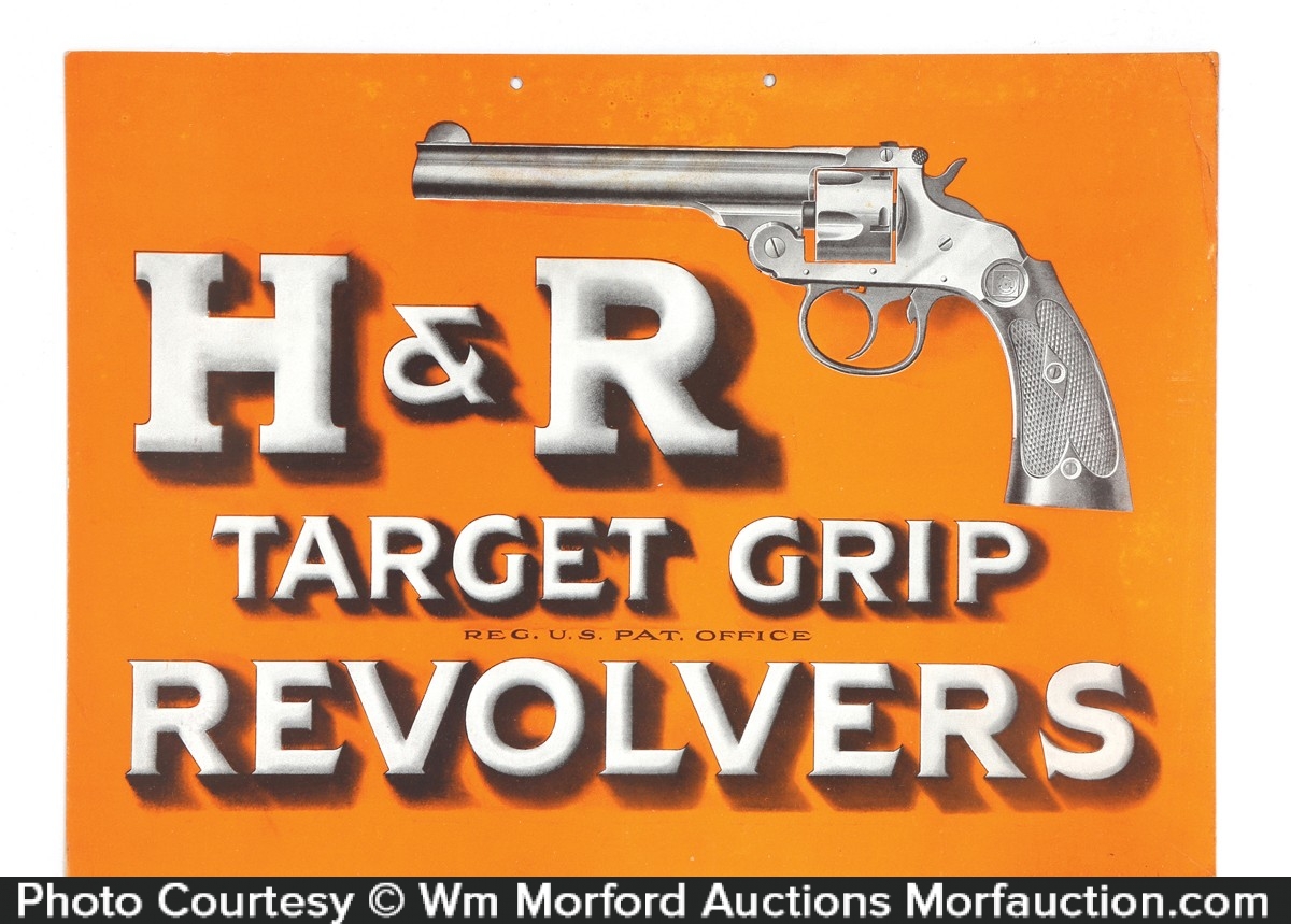 Antique Advertising H & R Revolvers Sign • Antique