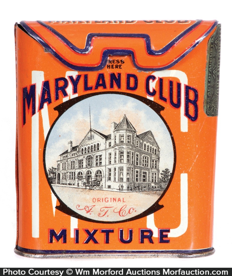 Maryland Club Tobacco Tin • Antique Advertising