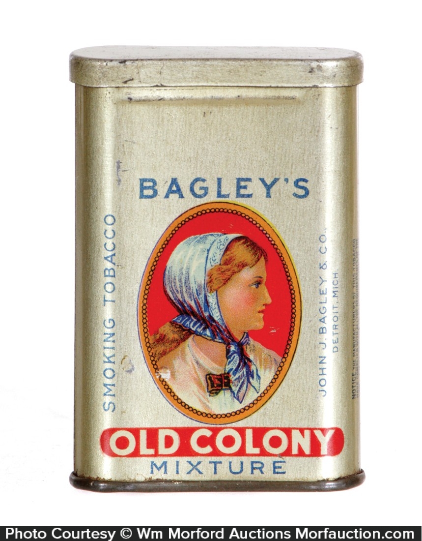 Bagley's Old Colony Sample Tobacco Tin • Antique Advertising