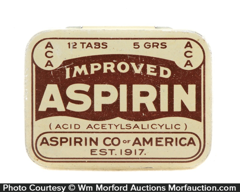 Antique Advertising Aspirin Co. Of America Tin • Antique Advertising