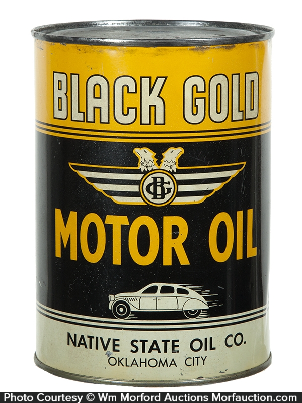 Antique Advertising Black Gold Motor Oil Can • Antique Advertising