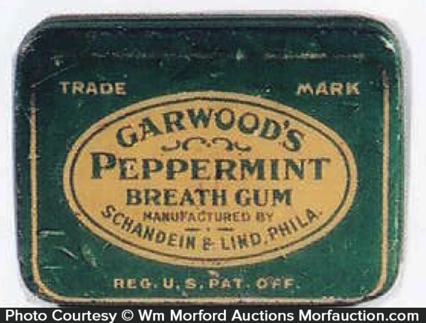 Garwood's Peppermint Gum Tin • Antique Advertising