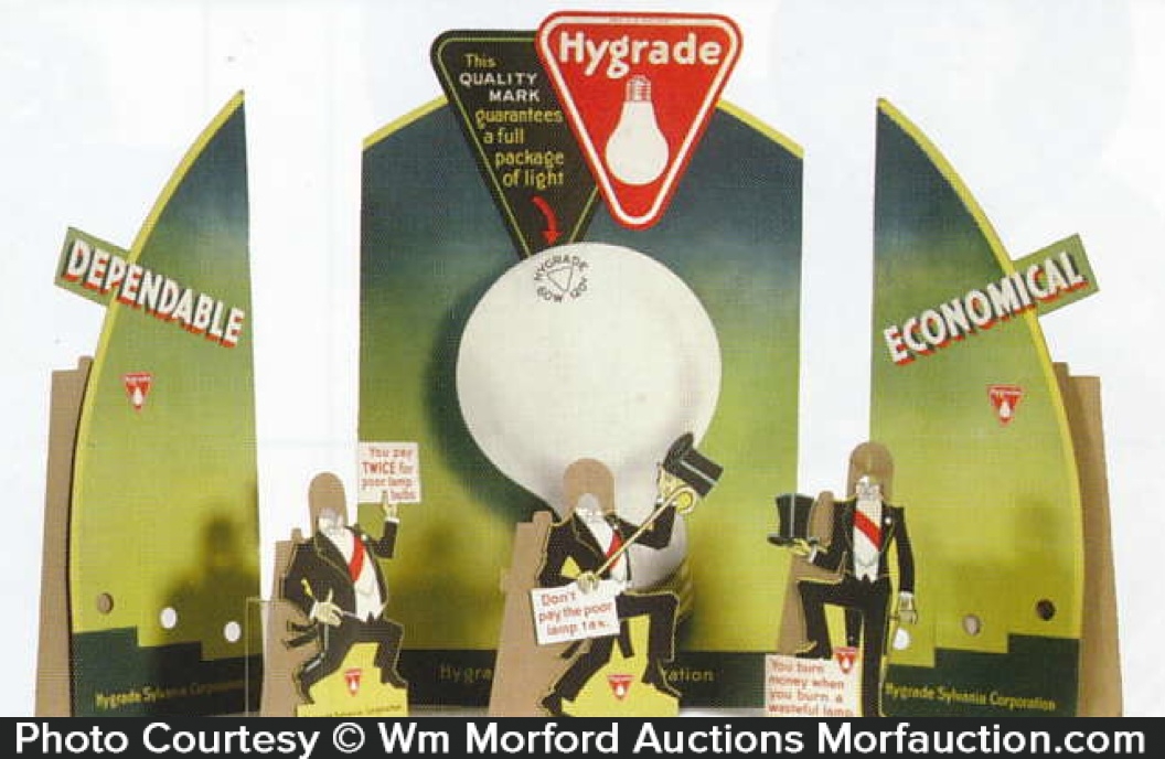 Sylvania Hygrade Light Bulbs Display • Antique Advertising