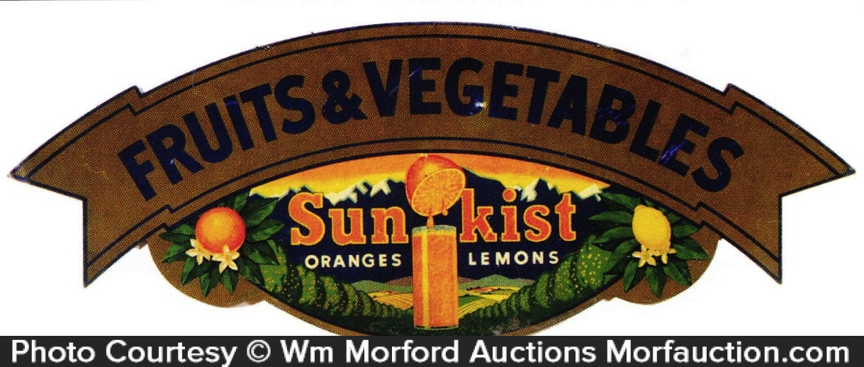 Sunkist Fruits & Vegetables Sign • Antique Advertising
