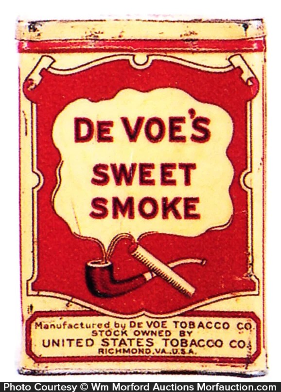 Devoe's Sweet Smoke Tobacco Tin • Antique Advertising