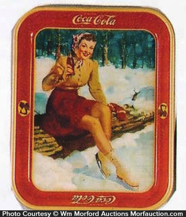 Antique Advertising CocaCola Skating Tray • Antique