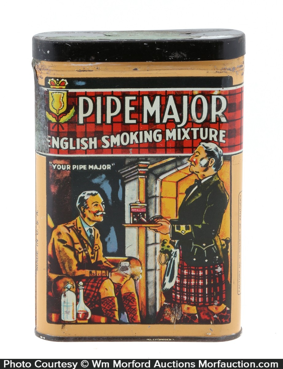 Antique Advertising Pipe Major Tobacco Tin • Antique Advertising