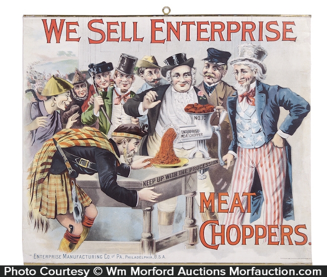 Enterprise Meat Choppers Sign • Antique Advertising