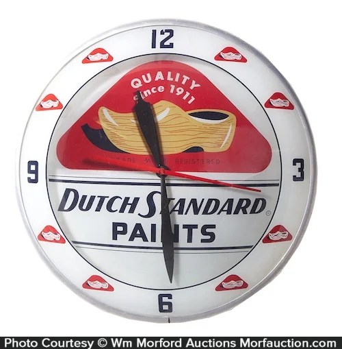 Dutch Standard Paints Clock • Antique Advertising