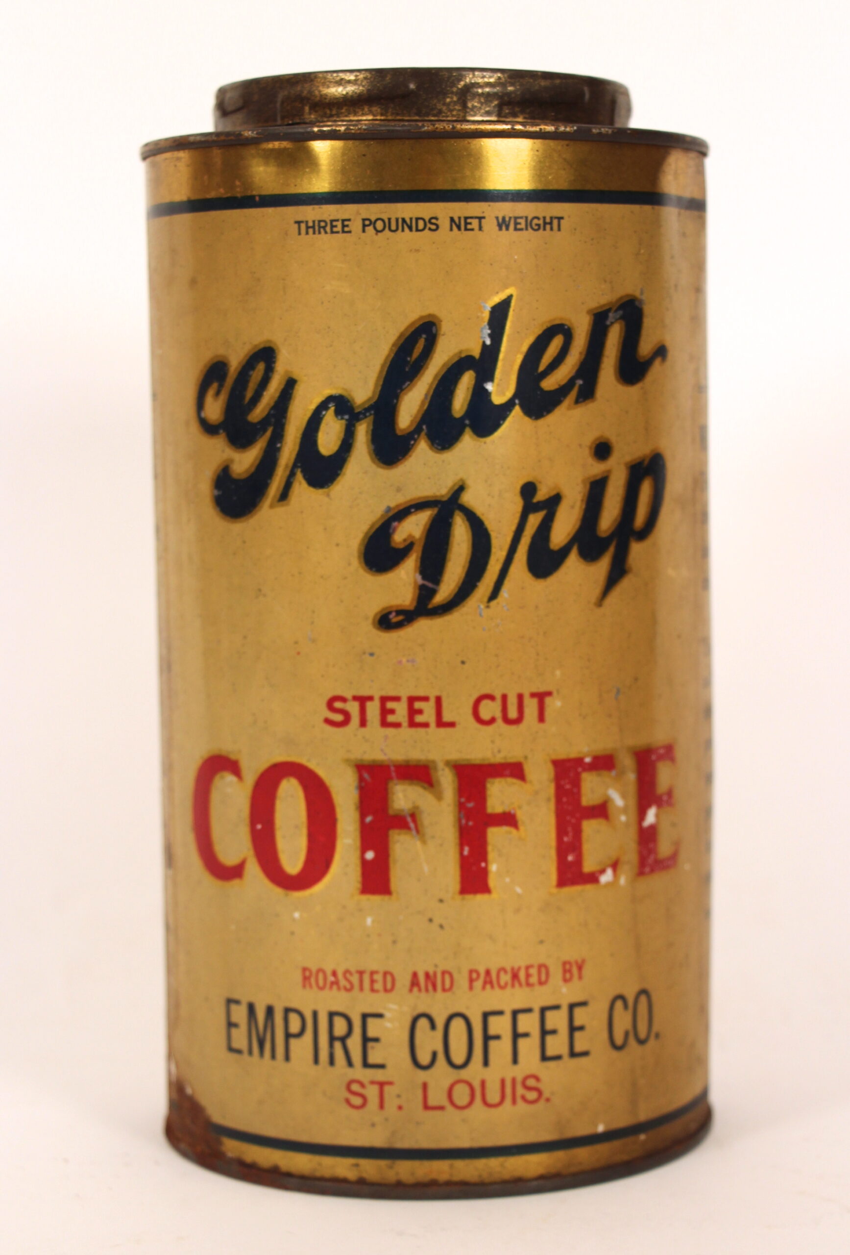 Golden Drip Coffee Tin, Empire Coffee Co., St. Louis, MO 1910 The
