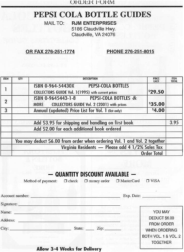 PepsiCola Bottles / Collectors Guide