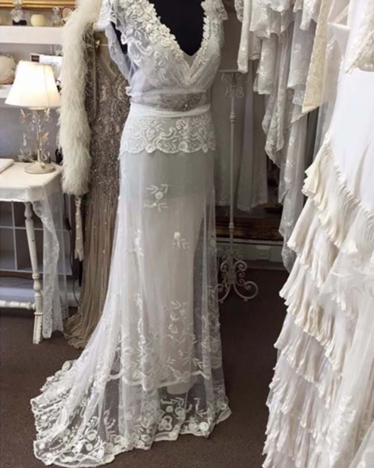 ORIGINAL 1920's ART DECO ANTIQUE BRUSSELS LACE WEDDING VEIL Antique